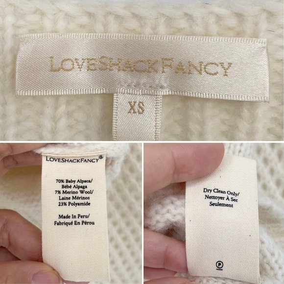 LoveShackFancy Rosie Alpaca Chunky Boatneck Pullover Sweater in Snow Size XS - Picture 9 of 11